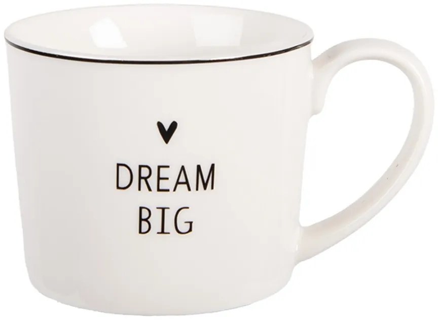 Biely hrnček so srdiečkom Dream Big Lovely Day - 12 * 8 * 7 cm / 275 ml