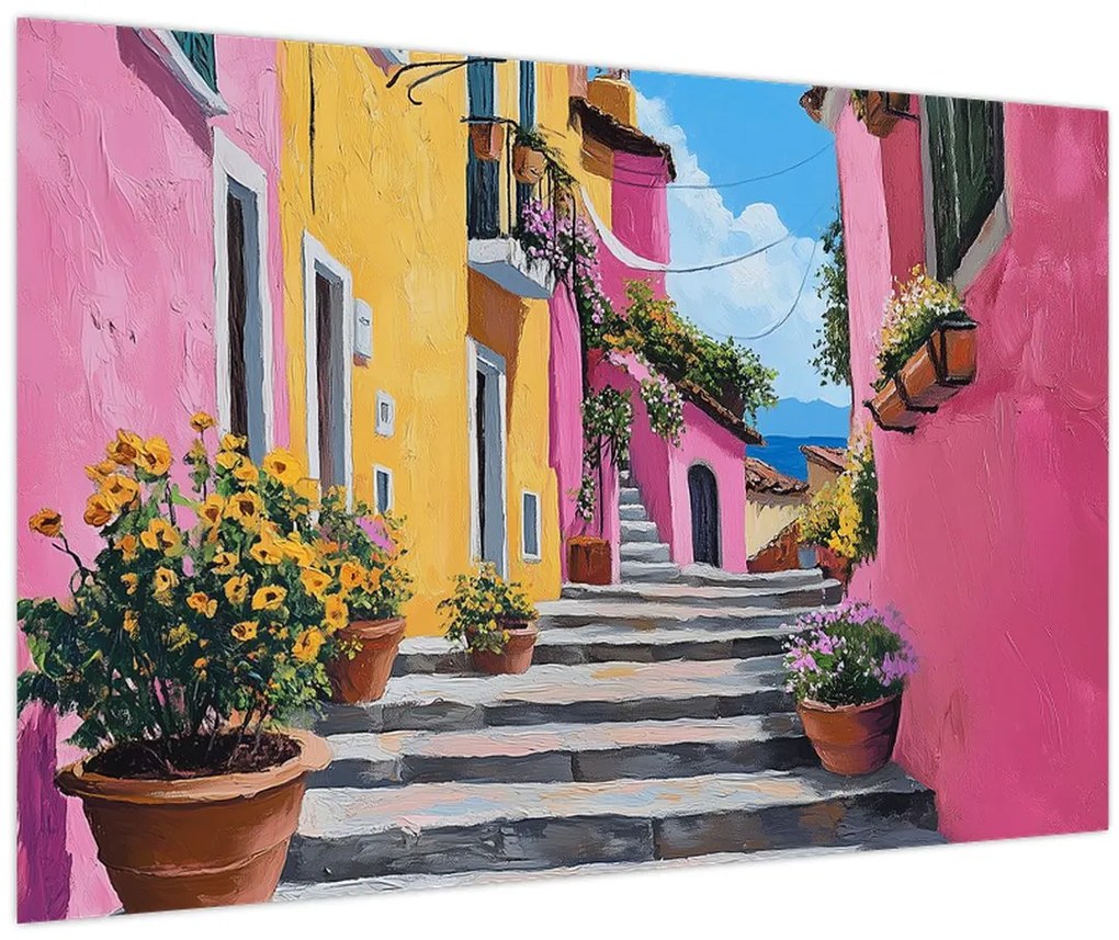 Obraz - Ružová ulička (90x60 cm)