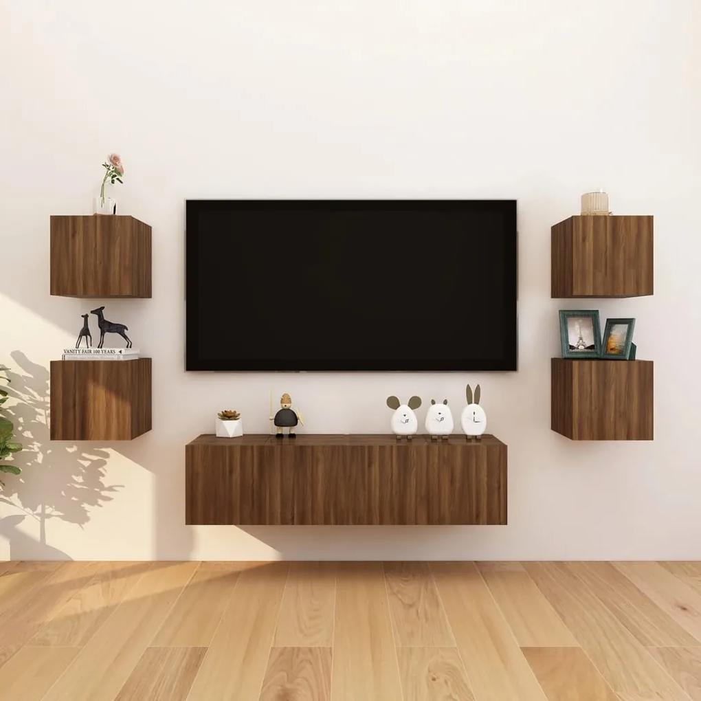 Nástenné TV skrinky 8 ks hnedý dub 30,5x30x30 cm