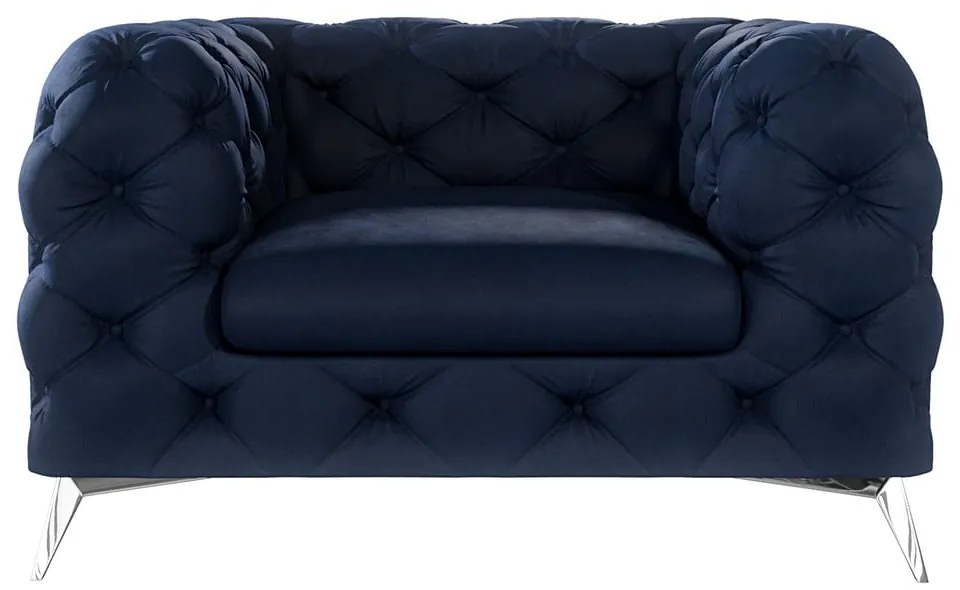 Tmavomodré zamatové kreslo Chelsea – Ropez