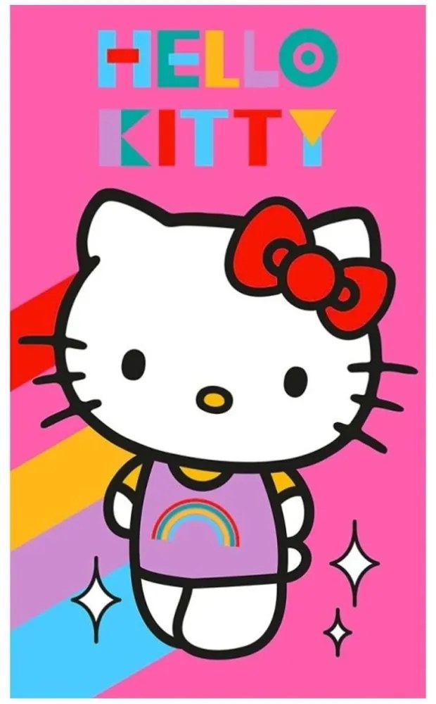 Detský uterák Hello Kitty - motív Rainbow - 100% bavlna - 30 x 50 cm