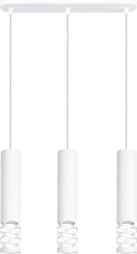 Závesné svietidlo Liro, 3x biele kovové tienidlo