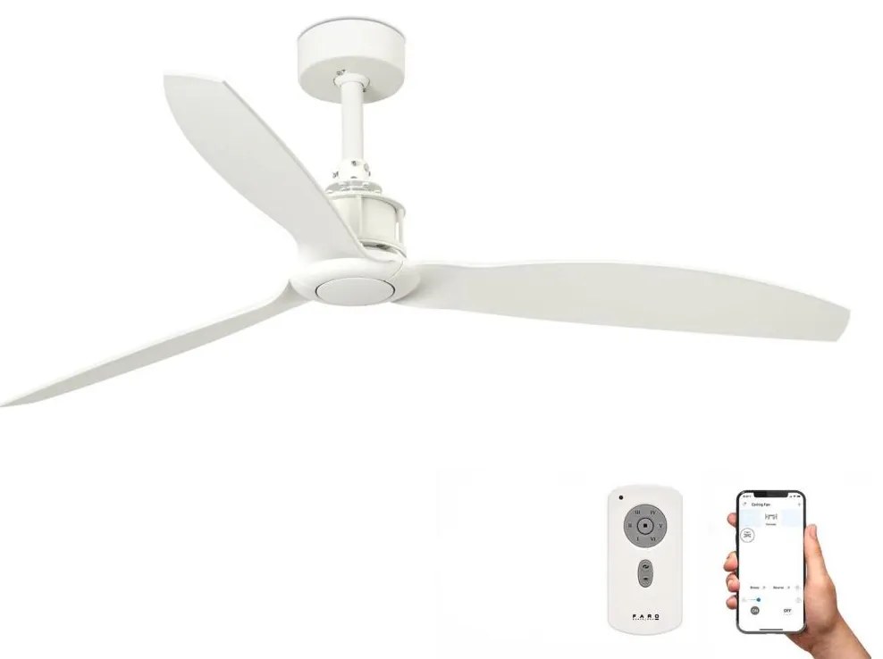 FARO Barcelona FARO 32101WP-Stropný ventilátor JUST FAN biela pr. 128 cm SMART +dálkové ovládanie FA32101WP