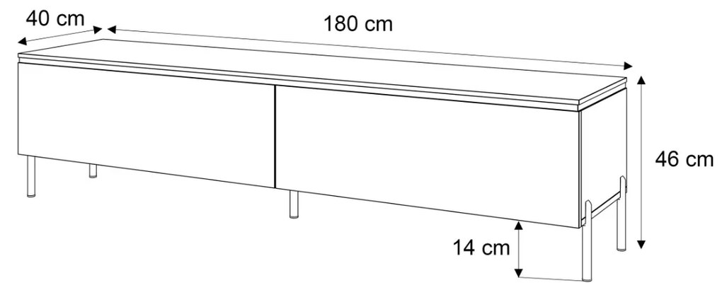 TV STOLÍK NESSIE 2 NA NOŽIČKÁCH KAŠMÍR + ZLATÝ 180 cm