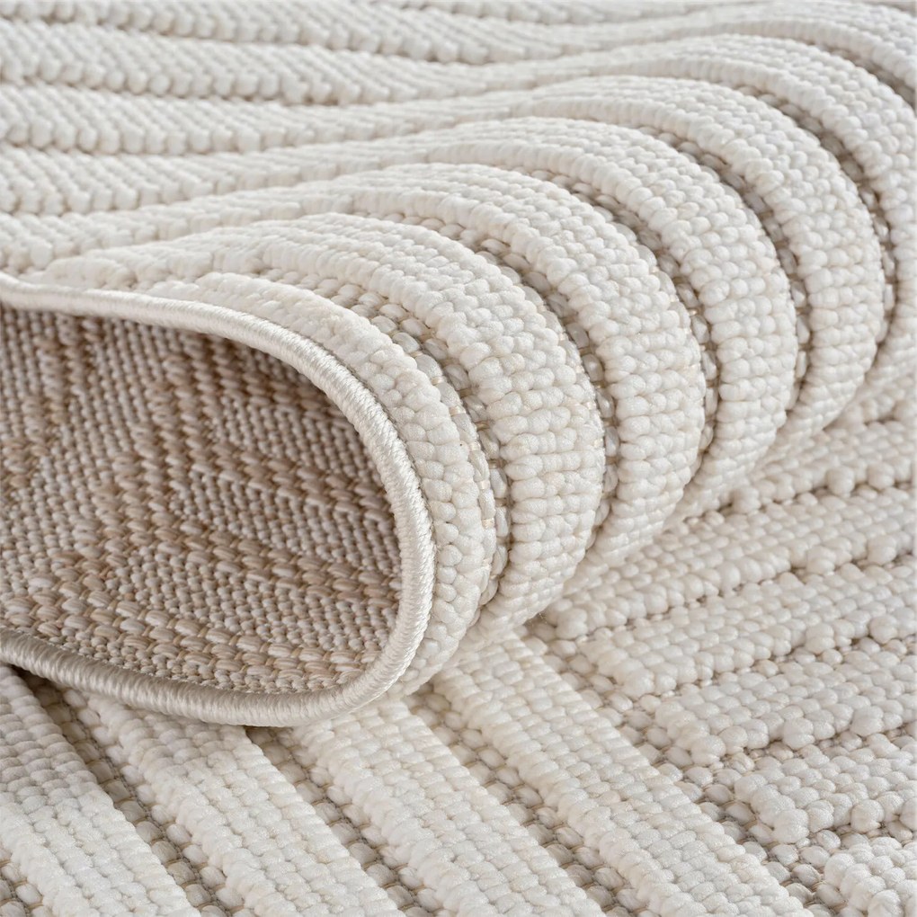 Ayyildiz, Kusový koberec Helix 2201 cream kruh, 80x80, biela, chodba / predsieň