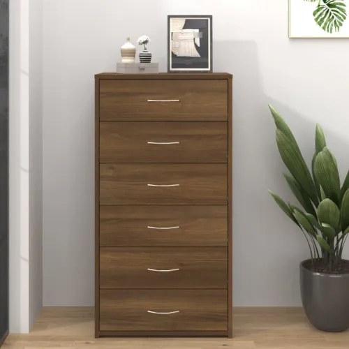 vidaXL Komoda so 6 zásuvkami hnedý dub 50x34x96 cm spracované drevo-