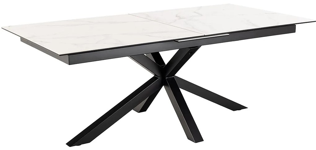 Jedálenský rozkladací stôl Heaven 200/240 cm biely mramor/čierny