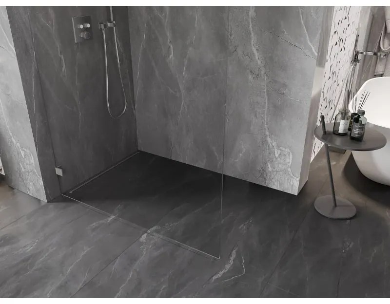 Mexen Lunar L sprchová stena ľavá 60 x 200 cm, 8mm číre sklo, brúsená oceľ, 830L-060-000-97-00-L