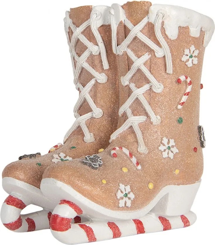 Hnedá perníková dekorácia korčule Ice skates - 19*14*20 cm