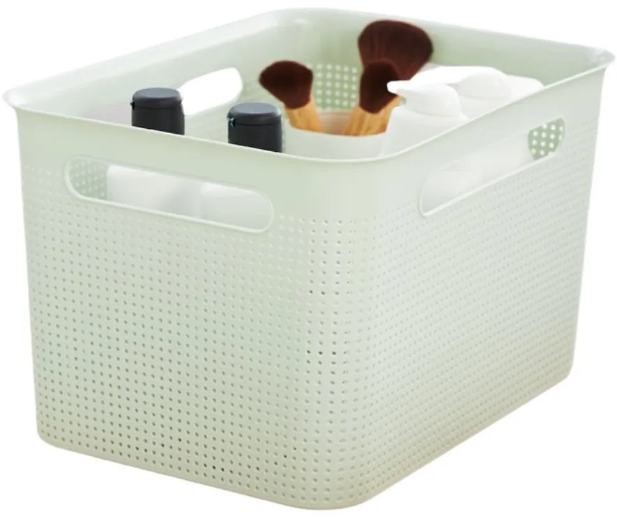 Úložný box s rúčkami BRISEN 16 l, 36 x 26,2 x 21 cm, biely S vekom / Bez veka: Bez veka