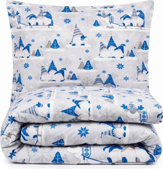Vianočné obliečky Buddy modré EMI, Detský set 90x130 + 45x65