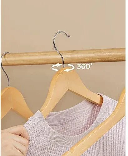 Drevené vešiaky, sada 10 kusov, ramienka, prírodná farba