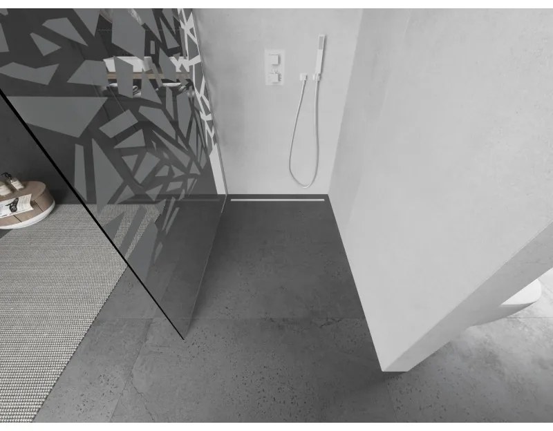 Mexen Kioto L, sprchová zástena Walk-In 90 x 200 cm, 8mm číre sklo biely vzor, biely profil, 800-090-103-20-85