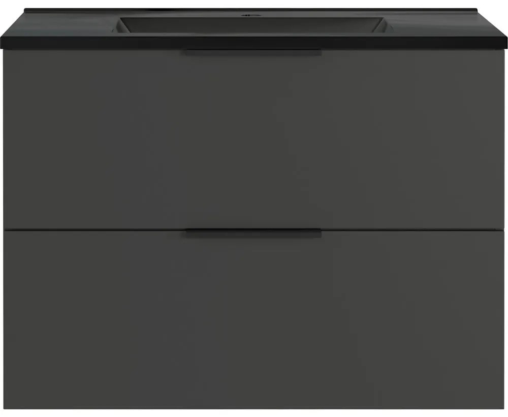 Čierno-antracitová závesná skrinka s umývadlom 81x61 cm Crandon – Germania