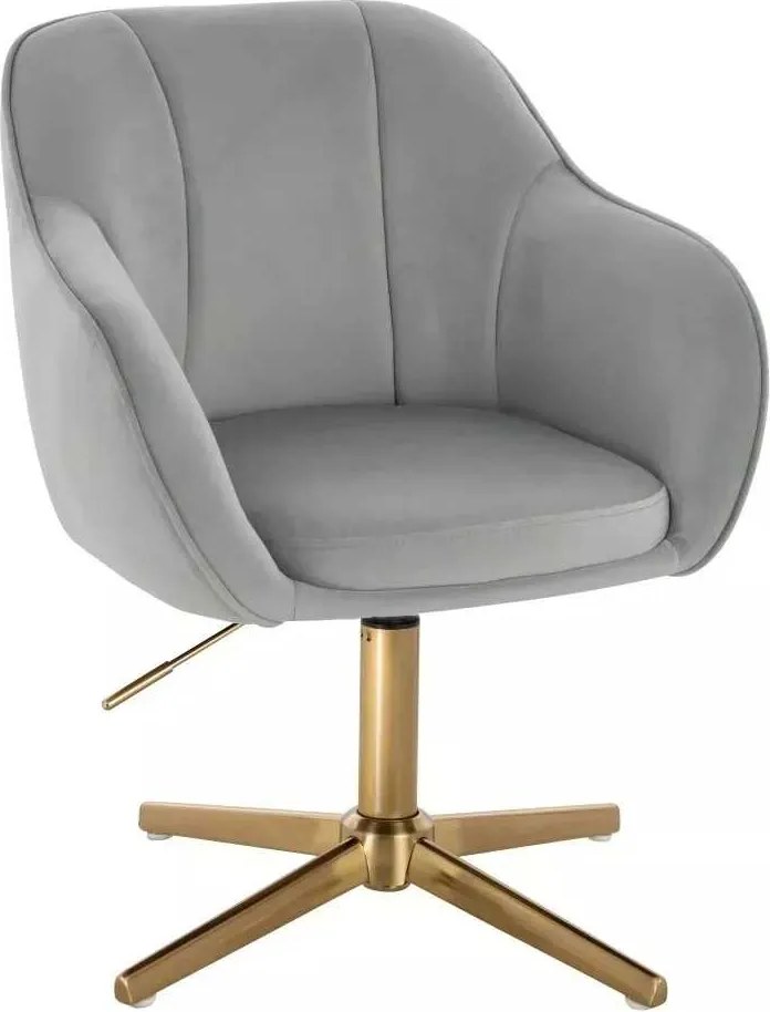 LuxuryForm DESIGN Stolička AVOLA VELUR na zlatom kríži - svetlosivá