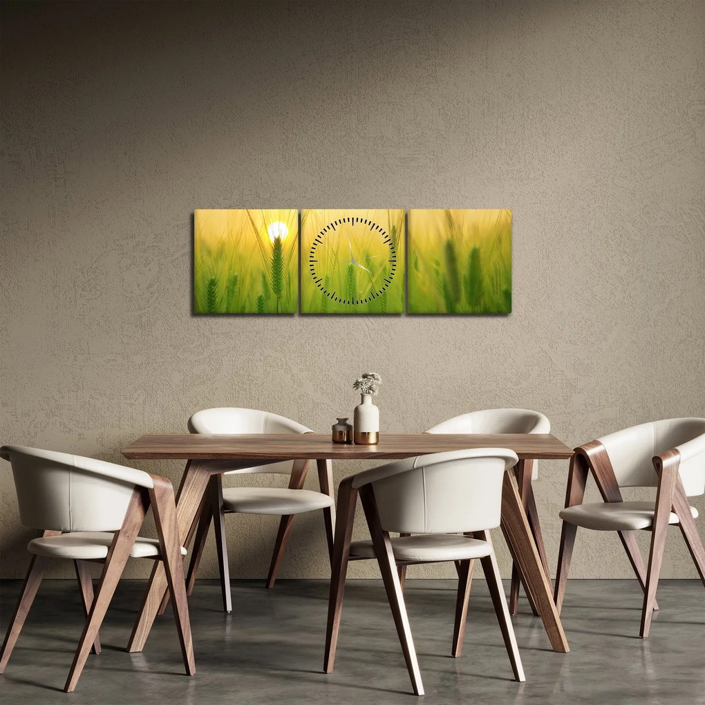 Obraz - Pole s obilím (s hodinami) (90x30 cm)
