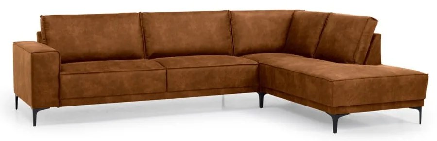Koňakovohnedá rohová pohovka z imitácie kože (pravý roh) Copenhagen – Scandic