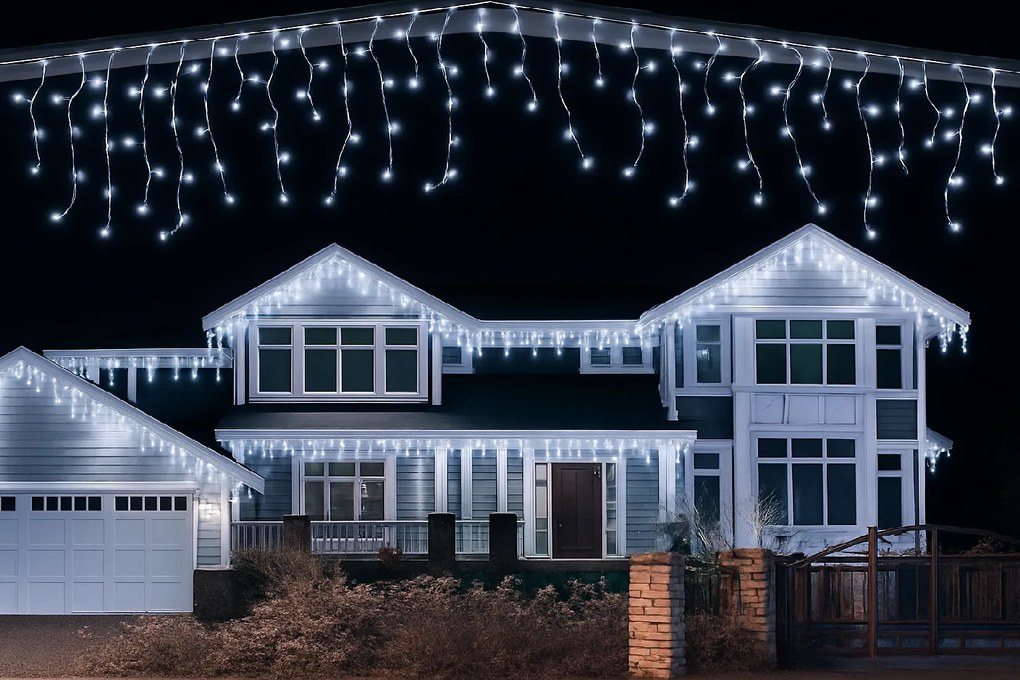 Vianočné svetielka LED záclona FLASH studená biela 500 LED