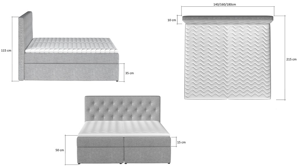 Kvalitná box spring posteľ Lapito 180x200, vínová Velvet