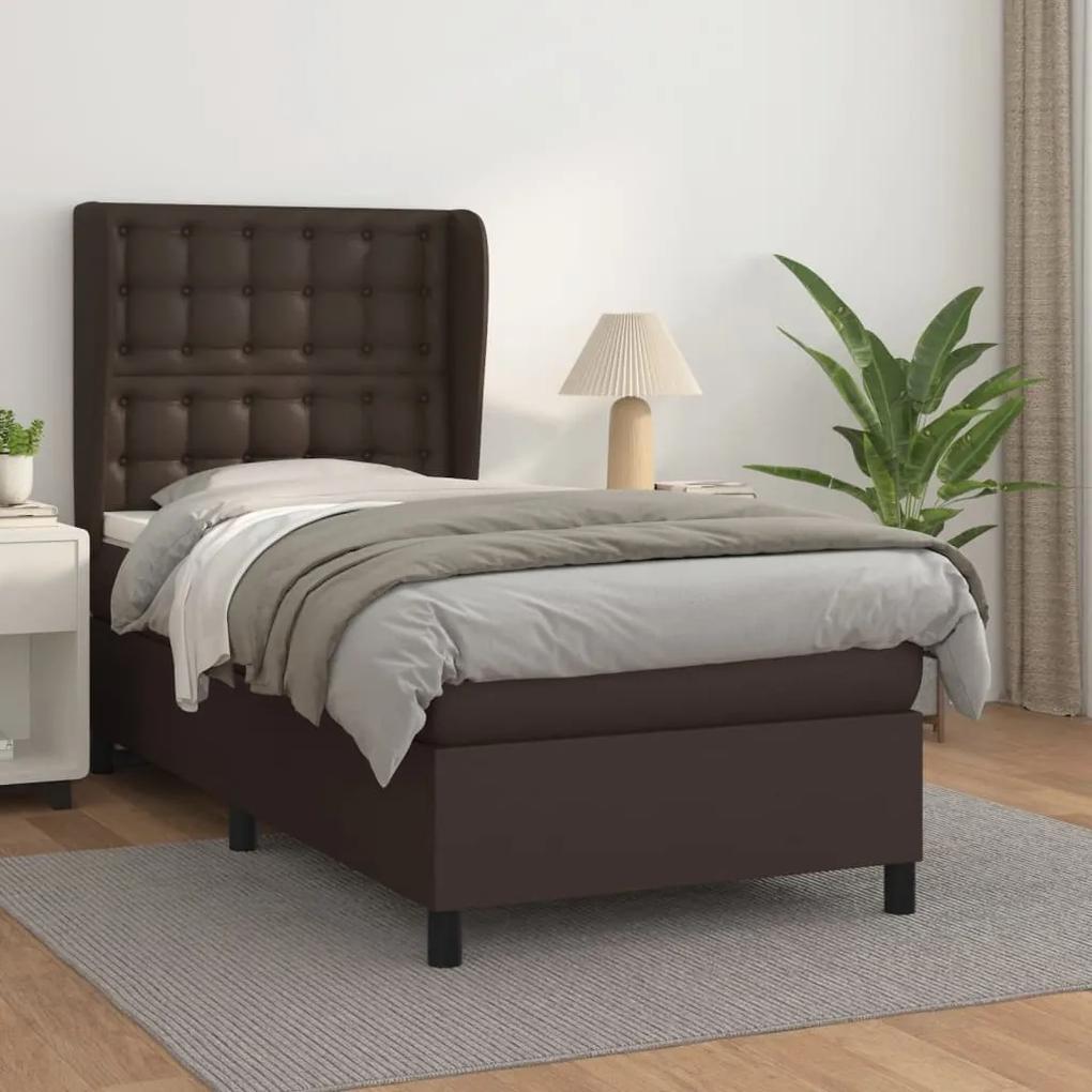 Boxspring posteľ s matracom hnedá 80x200 cm umelá koža 3129000