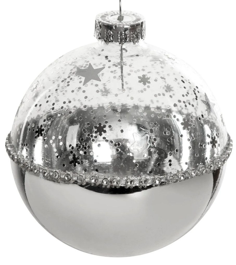 SKLENENÁ VIANOČNÁ BANKA NA STROMČEK SADA 4 KS (FI) 10 CM VZOROVANÁ