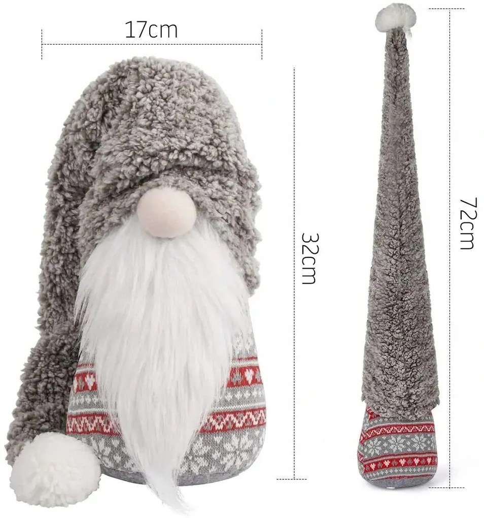 Tutumi Tutumi, vianočný trpaslík 72cm YX044, šedá, CHR-09636