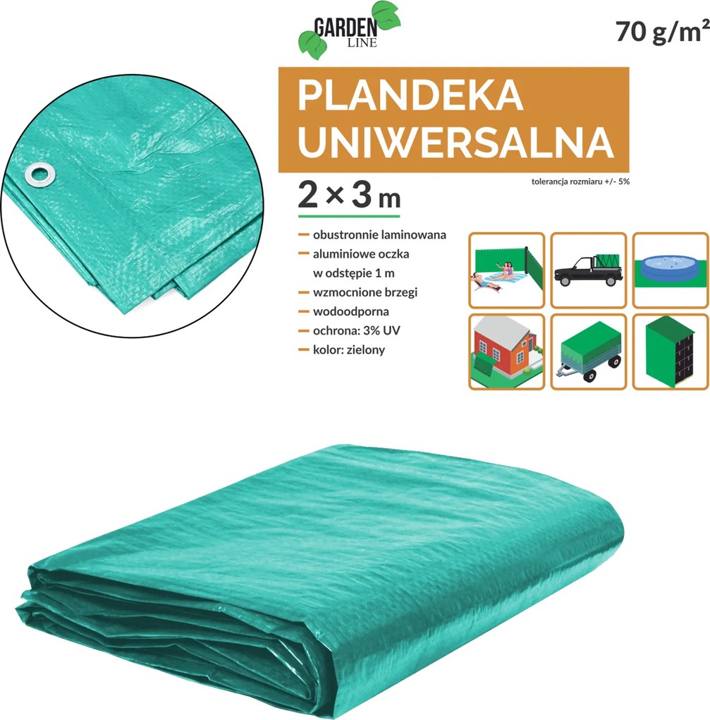 PLACHTA 2 x 3 M (+/- 5 %) 70 G/M² 3 % UV ZELENÁ *4126