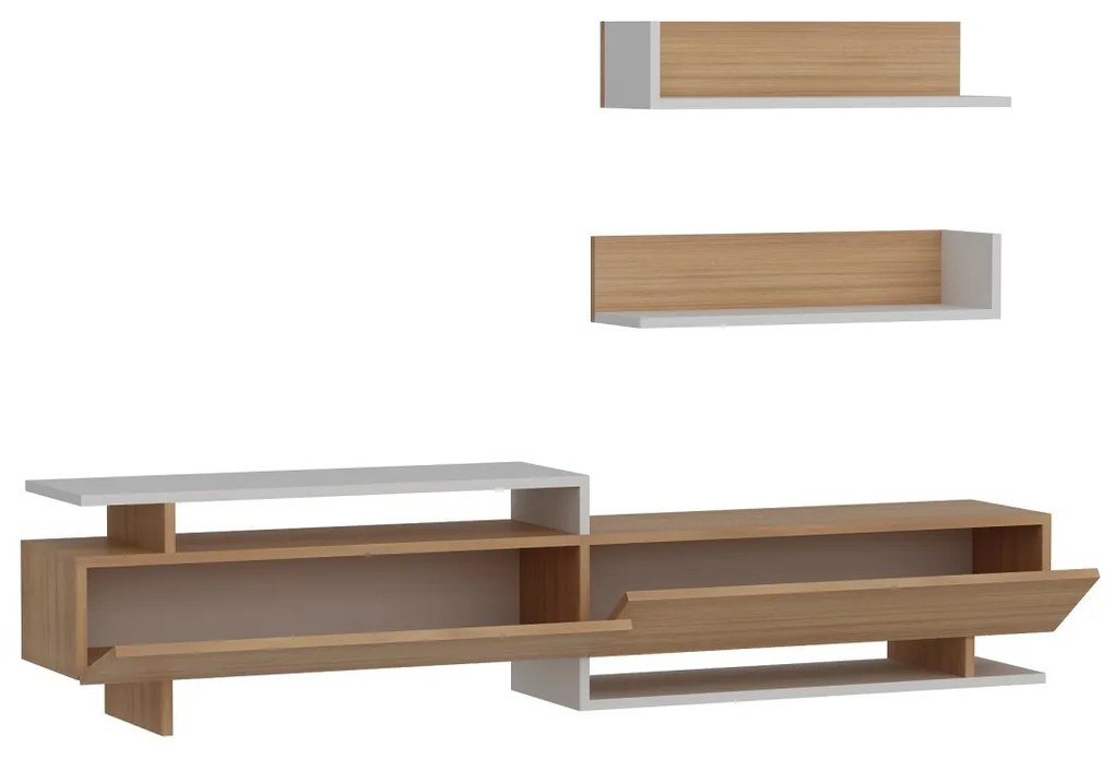 Obývacia stena AYAZ 180 cm biela/teak