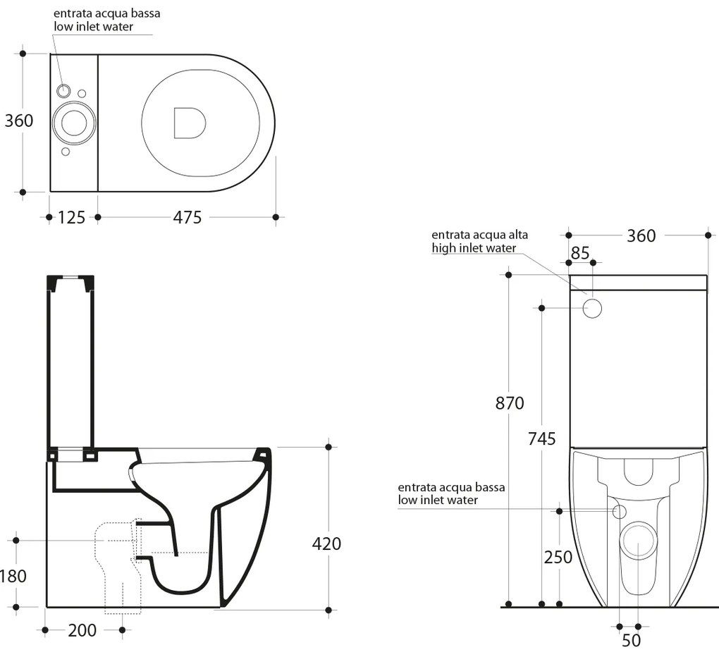 Kerasan Kerasan, FLO WC kombi misa 36x60cm, spodný/zadný odpad, biela, 311701