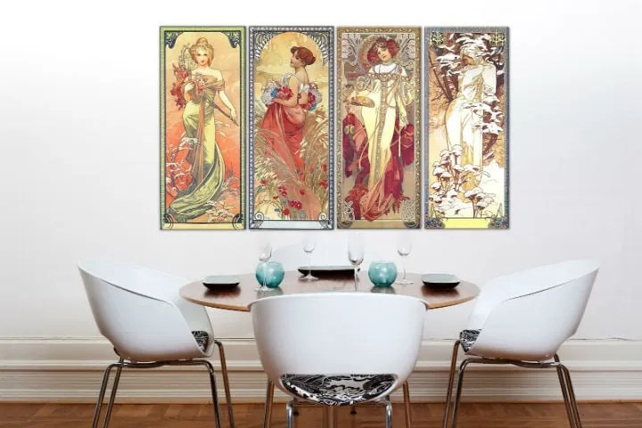 Obraz na plátne ŠTYRI ROČNÉ OBDOBIA 120x70 cm – Alfons Mucha | rôzne rozmery