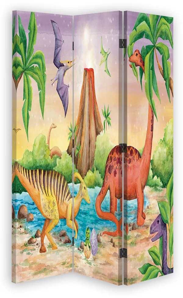 Gario Paraván Farebné dinosaury pri jazere Rozmery: 180 x 170 cm, Prevedenie: Klasický paraván