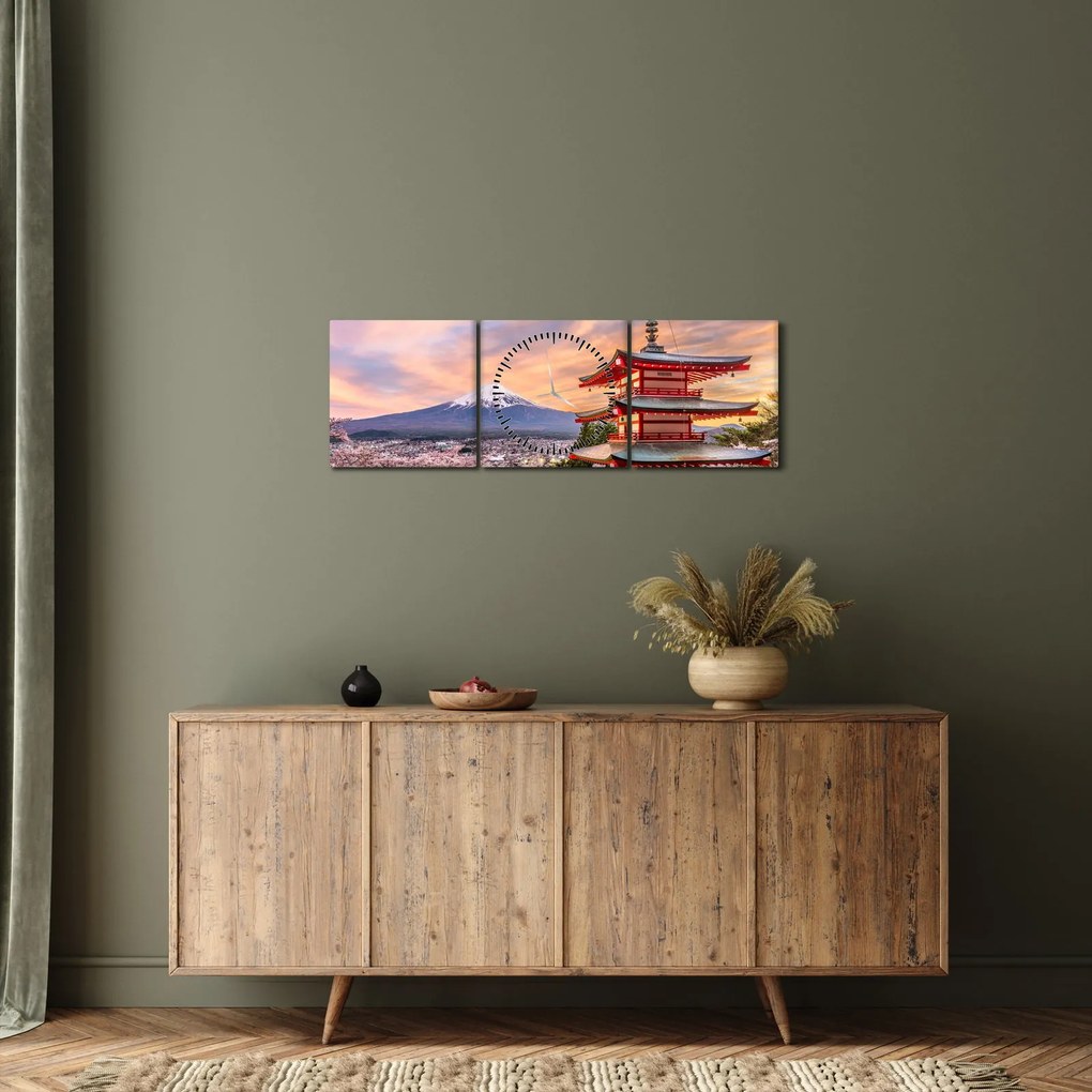 Obraz - Fuji (s hodinami) (90x30 cm)