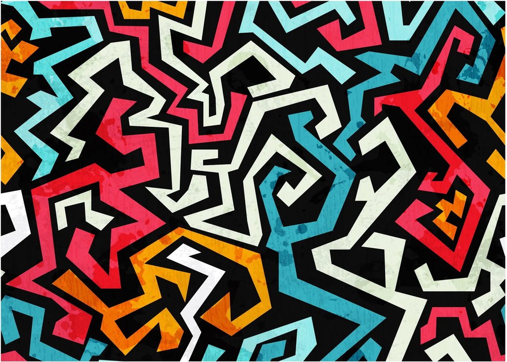 Sklenený obraz grafické abstrakcie (70x50 cm)