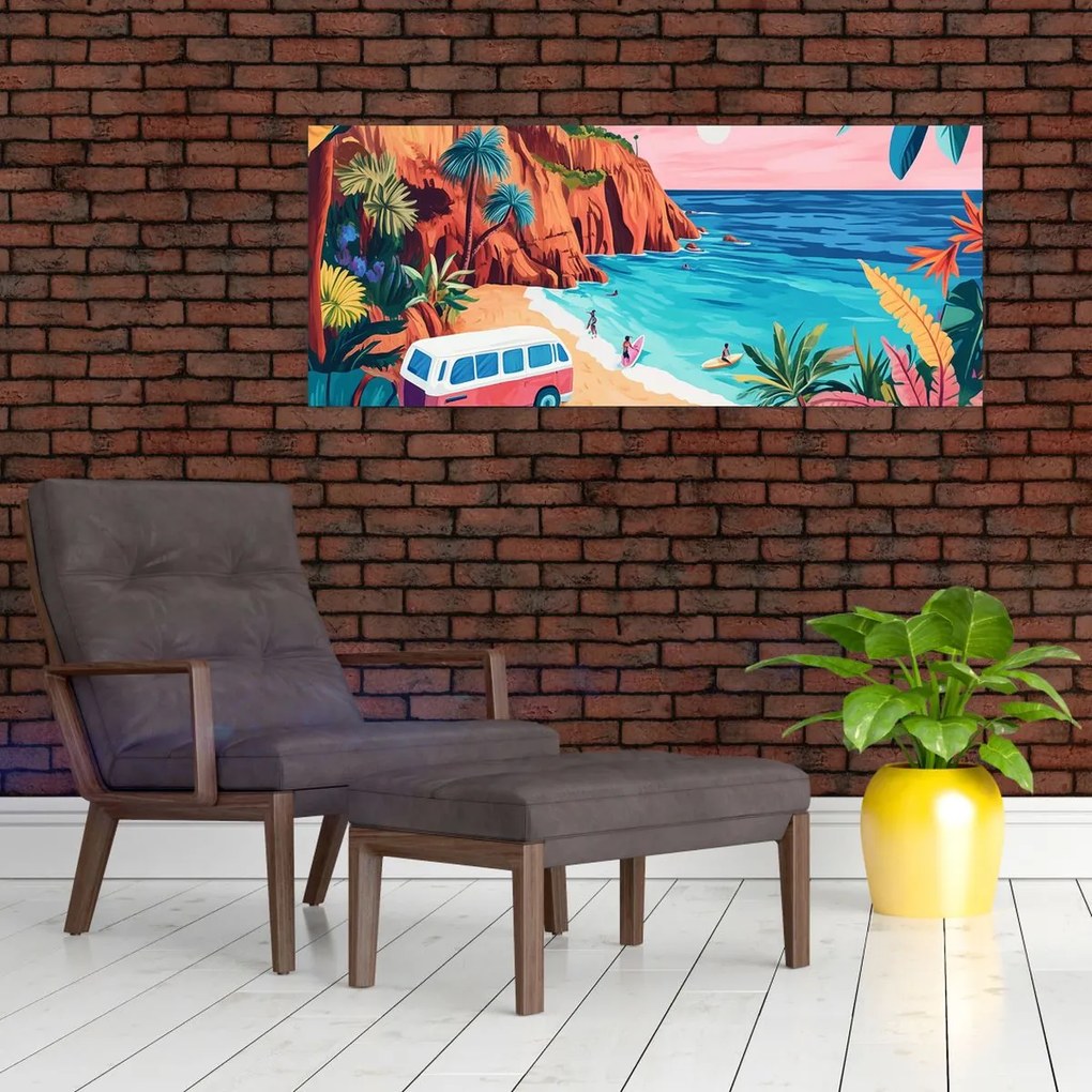 Obraz - Karavan pri oceáne (120x50 cm)