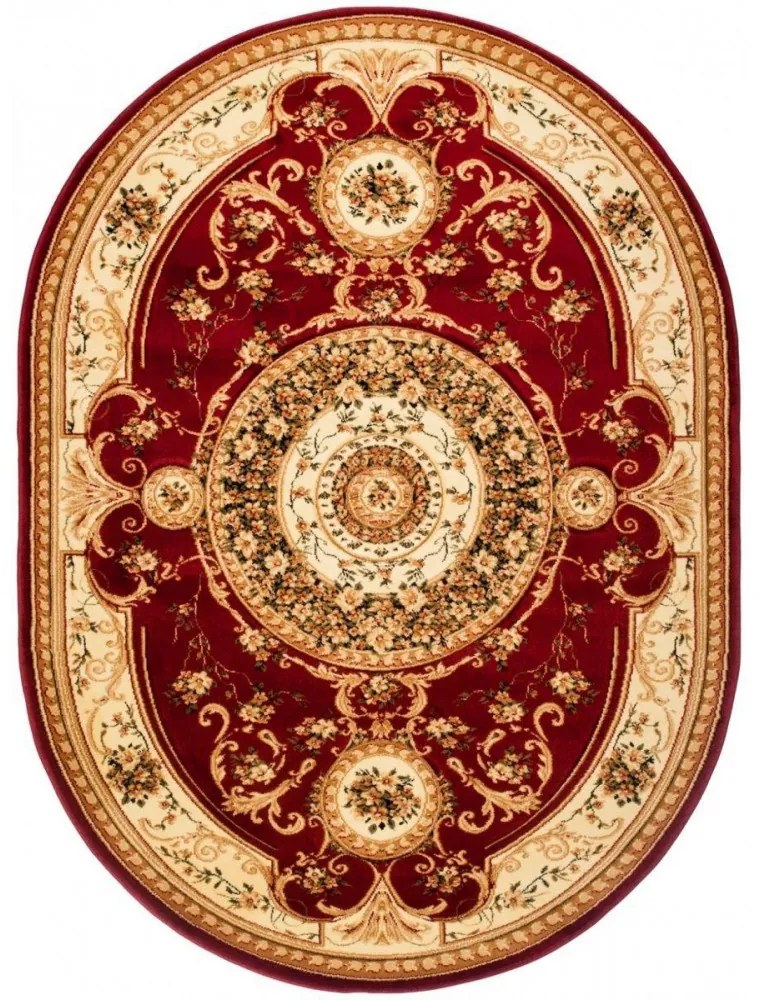 Kusový koberec klasický vzor 3 bordó ovál 160x220cm