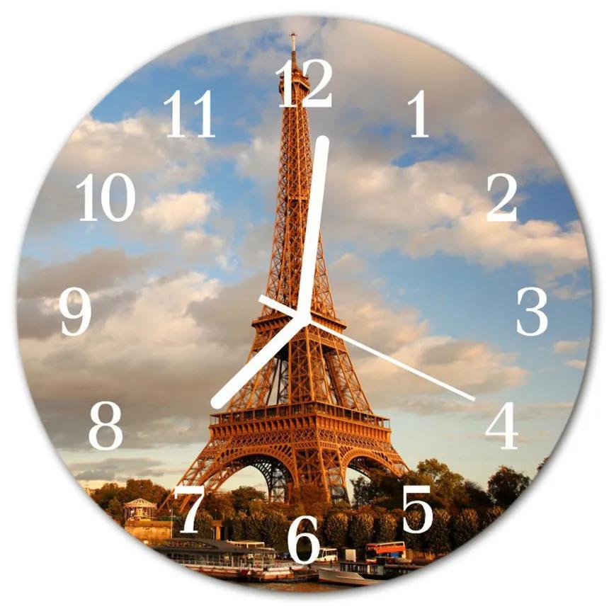 Nástenné sklenené hodiny Paríž fi 30 cm