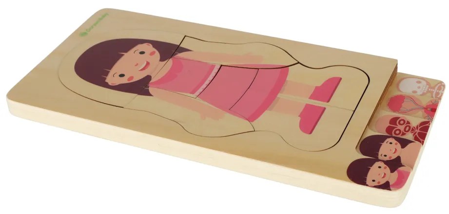 KIK Drevené vrstvené vzdelávacie puzzle Ľudské telo – Montessori 28 dielikov pre deti