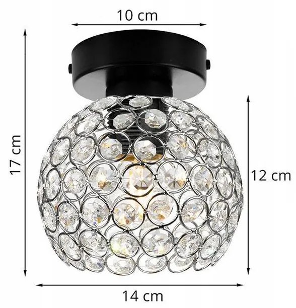 Stropné svietidlo Crystal, 1x strieborné krištáľové tienidlo, (výber z 2 farieb konštrukcie)