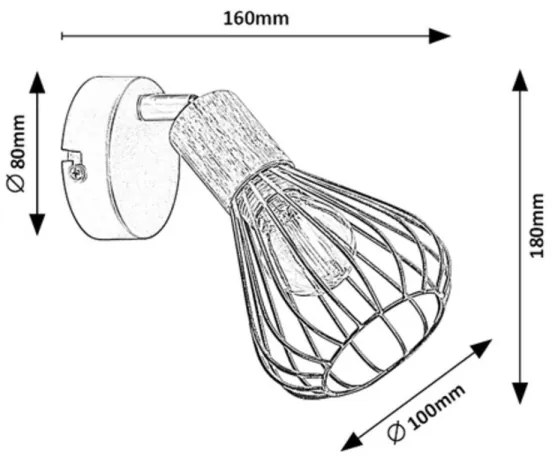 Rabalux 3147 - Nástenné bodové svietidlo FARFALLE 1xE14/25W/230V čierna/buk