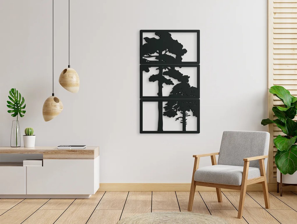 drevko Viacdielny obraz Stromy Rozmer obrazu: 65 x 37 cm, Farba dekorácie: Čierna