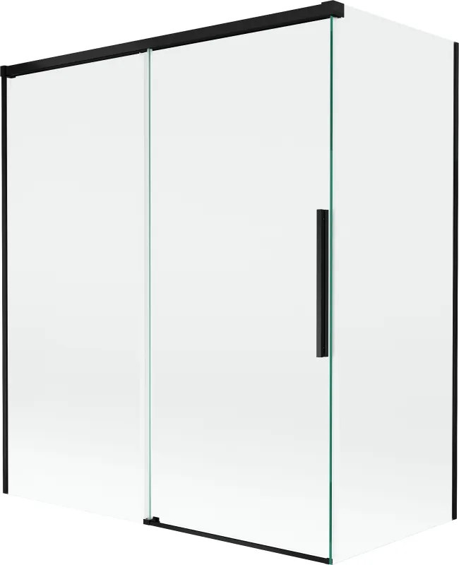 Mexen Rox, 2-krídlová posuvná vaňová zástena 140 + 70 x 150 cm, 8mm číre sklo, čierny matný profil, 8C9-140-070-70-00