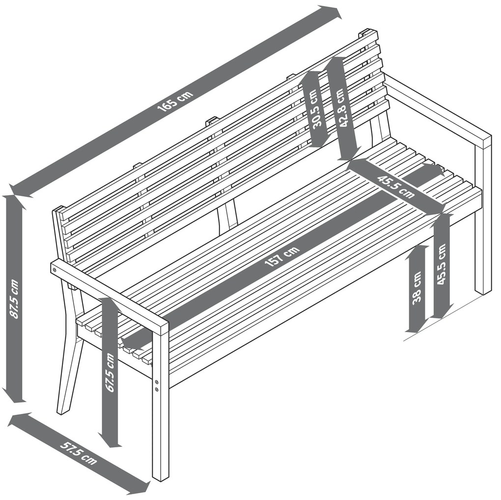 Záhradná lavica s opierkami rúk