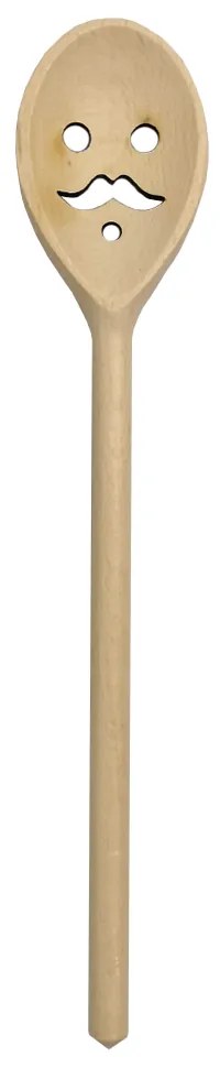 AMADEA Drevená vareška s tvárou, masívne drevo, dĺžka 30 cm