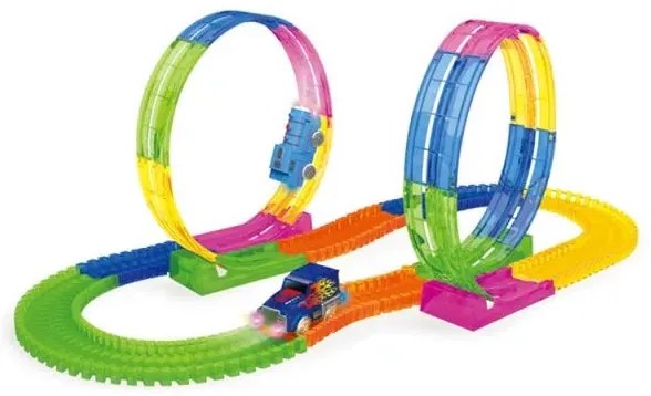 Zaparkorun Svietiaca autodráha - šírka 6 cm - 121 dielikov + 1x autíčko