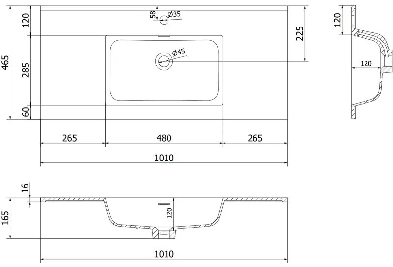 Mexen Orio, kúpeľňová skrinka 100 cm s umývadlom Otis, 1 zásuvka, biela matná, 91A10-10047-1-BF01-W18M01