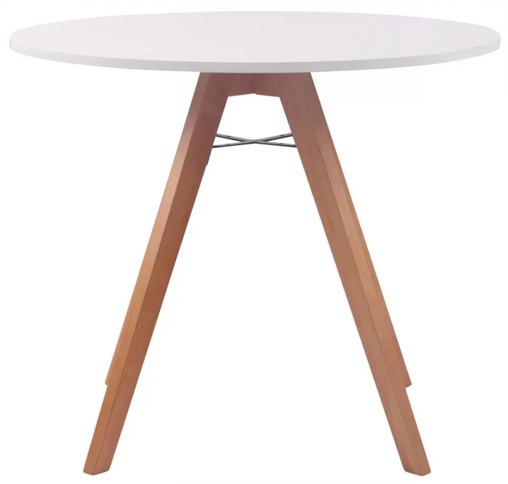 Jedálenský stôl okrúhly Viktor 90, nohy natura - v75 x Ø90 cm - Biela