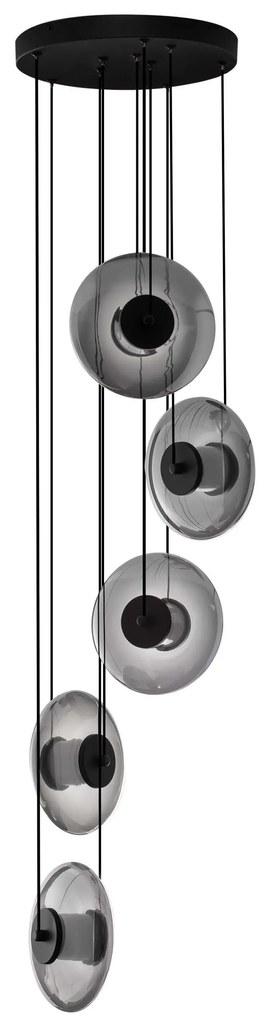 LED stmievateľný čierno-šedý moderný luster Skia 5