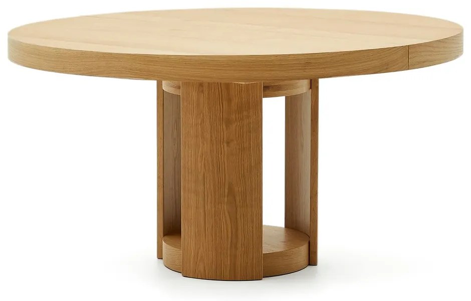 Okrúhly rozkladací jedálenský stôl s prídavnou doskou v dekore duba ø 150 cm Artis – Kave Home