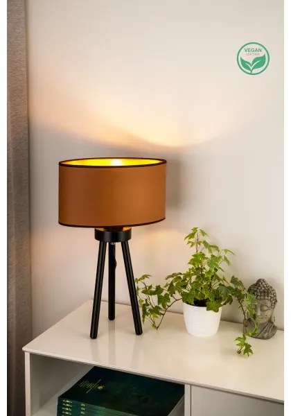 Duolla - Stolná lampa OVAL VEGAN 1xE27/15W/230V pr. 30 cm hnedá