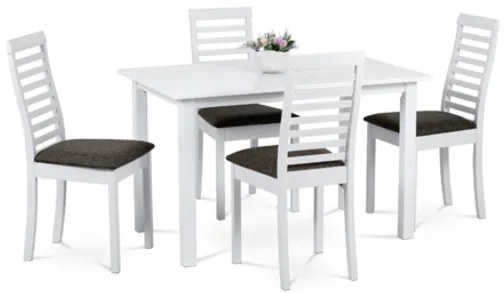 Jedálenský set so 4 stoličkami Autronic 120x75 cm biely masív AUT-4000 WT, 1 ks